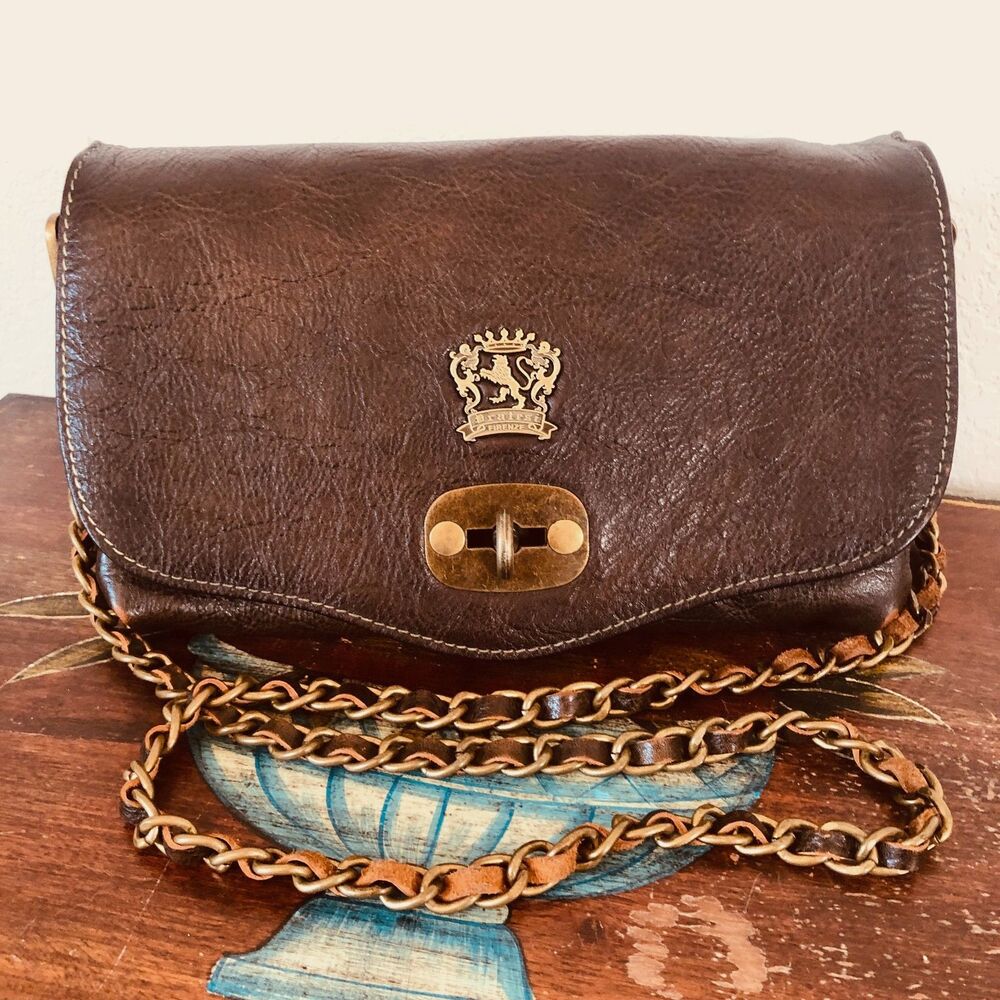 VTG Pratesi Firenze "Castel del Piano" Leather Crossbody Brown Bag Italy